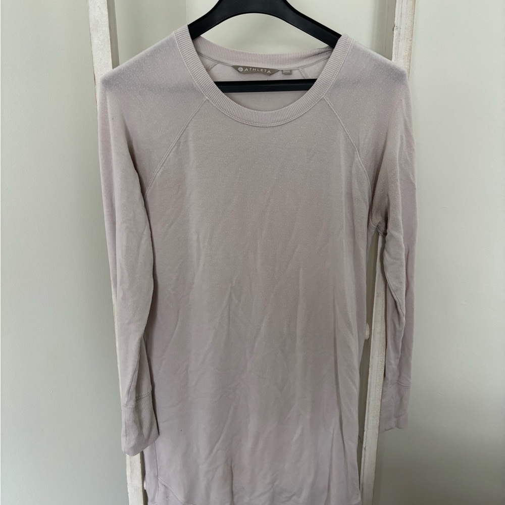 Athleta Women's Light Gray/Pink Long Sleeve Top